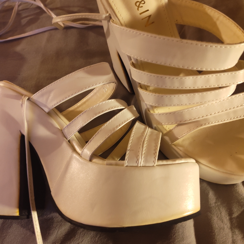 SHEIN White Platform Shoes Strappy Design
